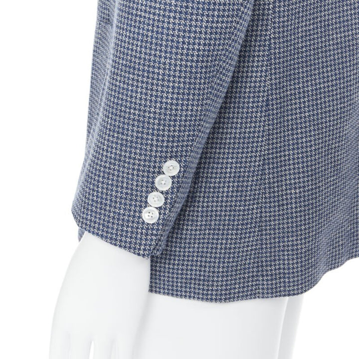 TOMORROWLAND blue white wool blend double button blazer jacket EU50 L