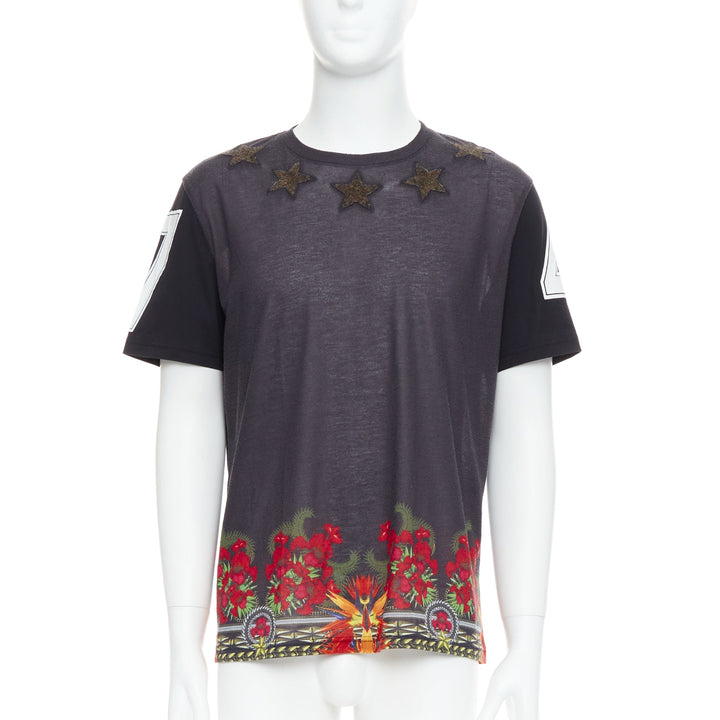 GIVENCHY 2013 Bird of Paradise star applique washed cotton tshirt M