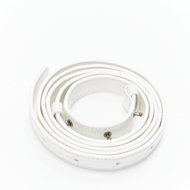 FERIDA YANG Emma white matte scaled leather oval crossbody belt bag