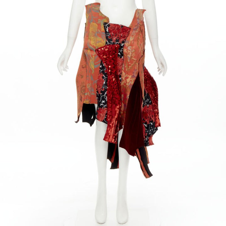 rare COMME DES GARCONS 2010 Runway oriental jacquard sequins devore skirt S