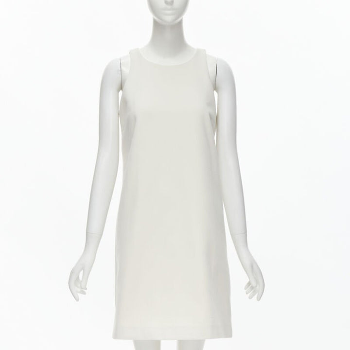 RUBAN Russia white cashmere wool minimal knee length work dress S