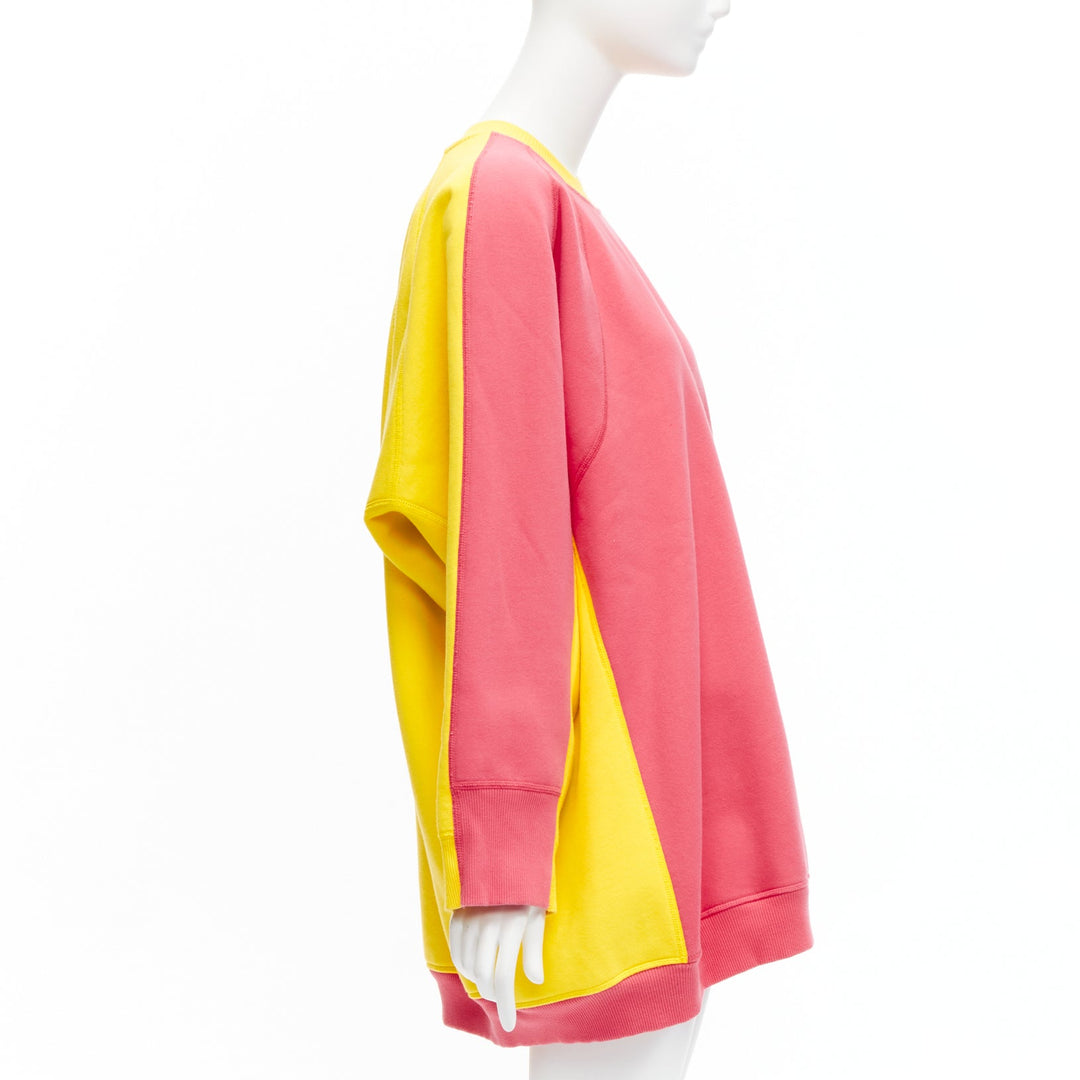 OLD CELINE Phoebe Philo 2018 pink yellow contrast back oversized sweatshirt XS