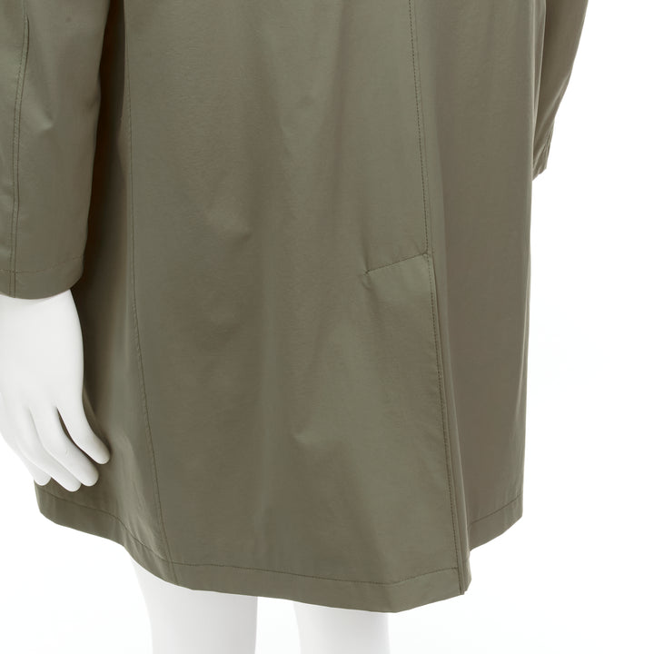 LORO PIANA green classic minimal invisible buttons longline jacket coat XL