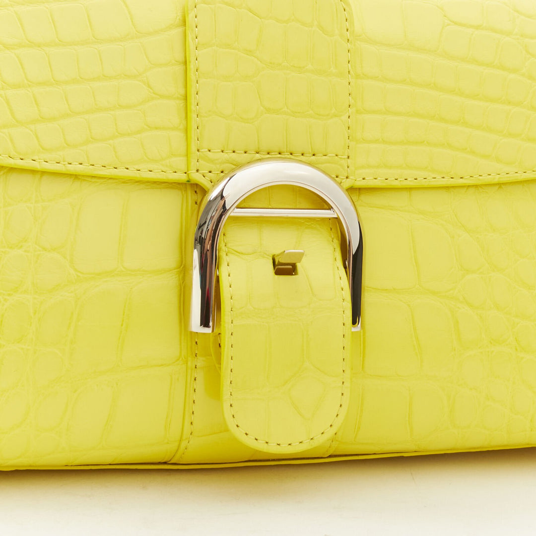 rare DELVAUX Brilliant PM Sunshine Citron yellow scaled leather crossbody bag