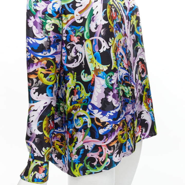 VERSACE 2021 Runway Baroccoflage 100% silk gold Medusa shirt IT42 M