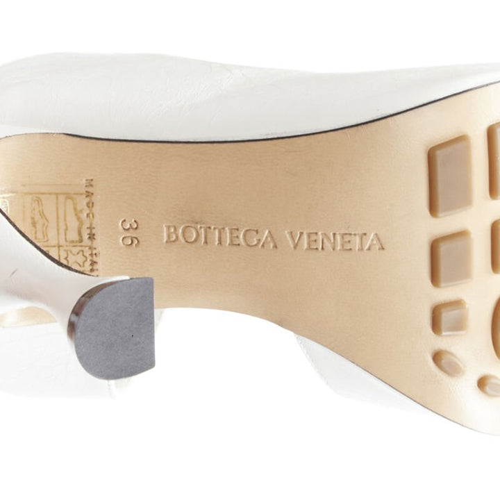 BOTTEGA VENETA Mule 90 optic white crunch lux leather square toe sandal EU36