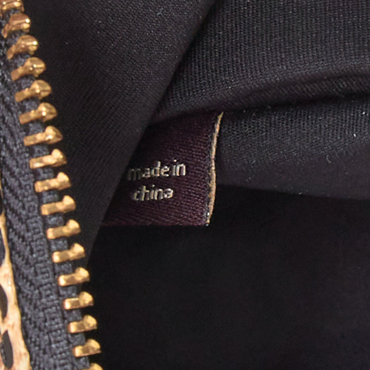 KOTUR cream black scaled leather gold zip charm pouch clutch bag