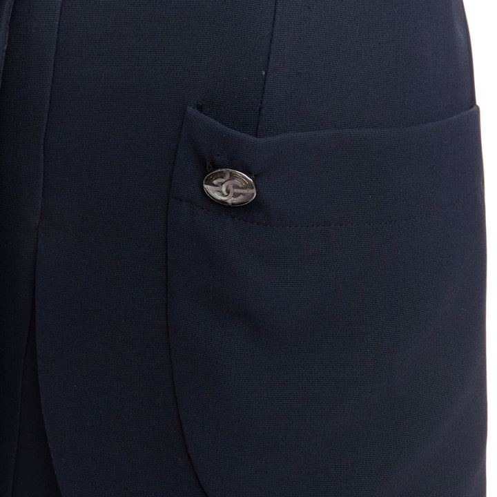 rare CHANEL 2015 Runway black silk white cotton collar trompe loeil dress FR36 S