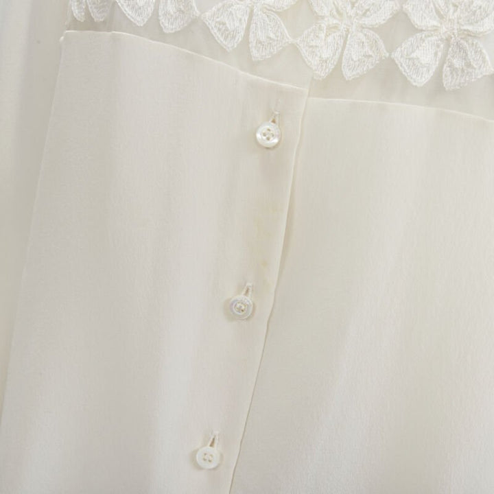 CHRISTIAN DIOR 100% silk sheer floral embroidery long sleeve shirt FR44 XL
