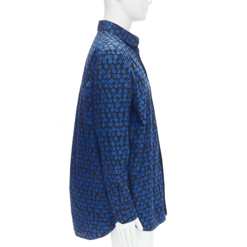 LOUIS VUITTON Virgil Abloh black blue polka dot LV monogram oversized shirt L