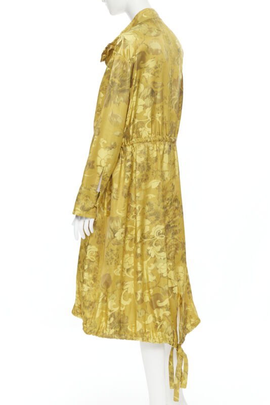 Runway OSCAR DE LA RENTA 2019 silk  floral tassel drawstring robe coat S