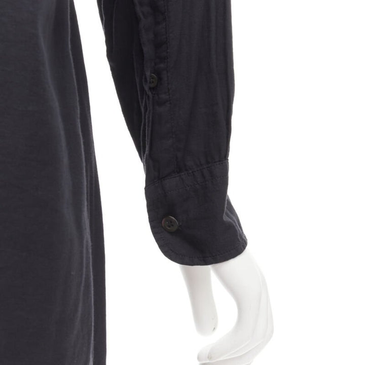 DRIES VAN NOTEN black washed cotton cargo pocket button front shirt FR36 XS