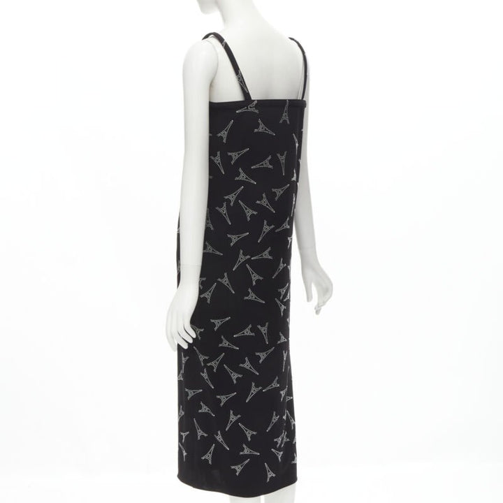 BALENCIAGA Demna 2019 Runway Eiffel Tower crystal boned bust dress FR36 S