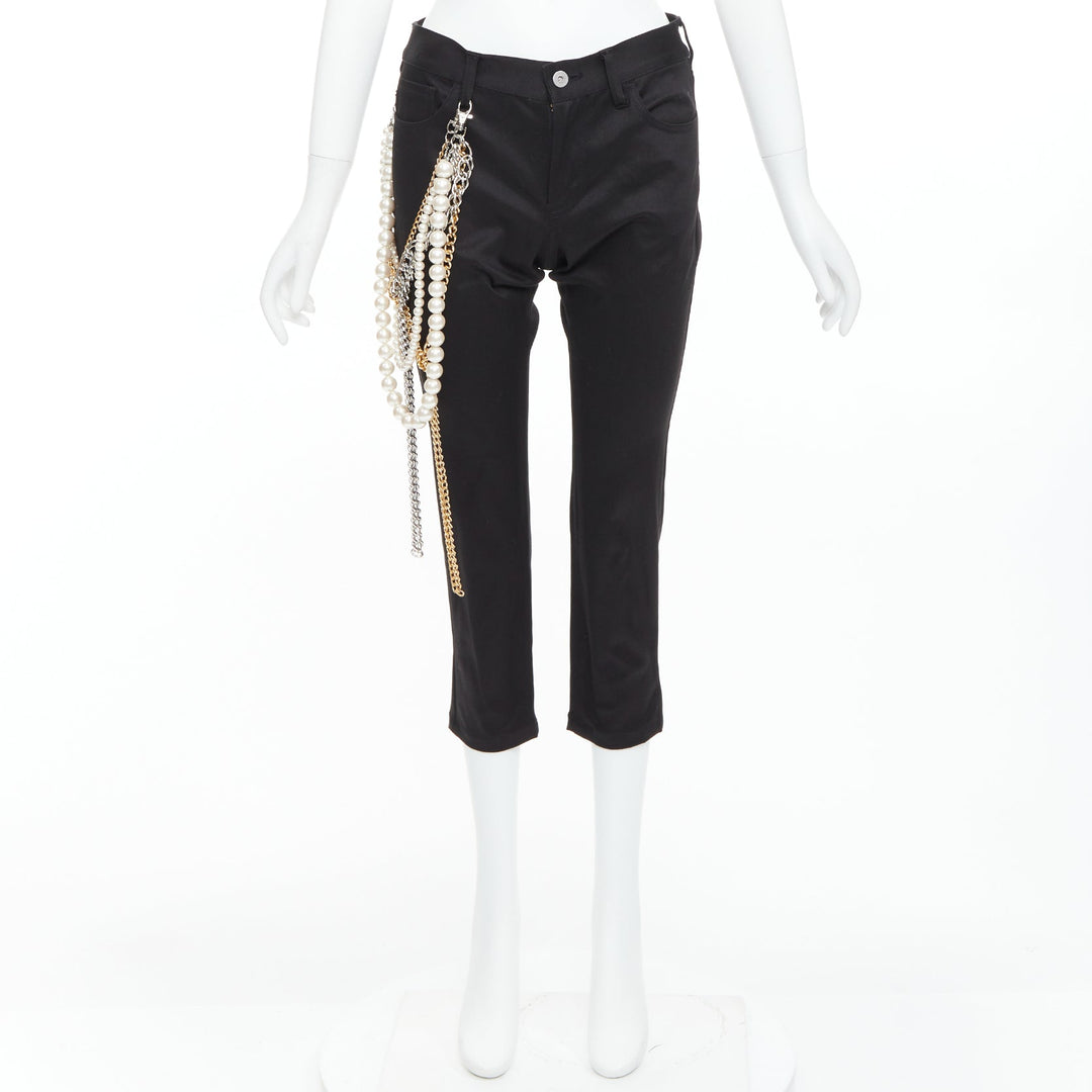 JUNYA WATANABE 2022 Punk black multi pearl chain cropped pants S