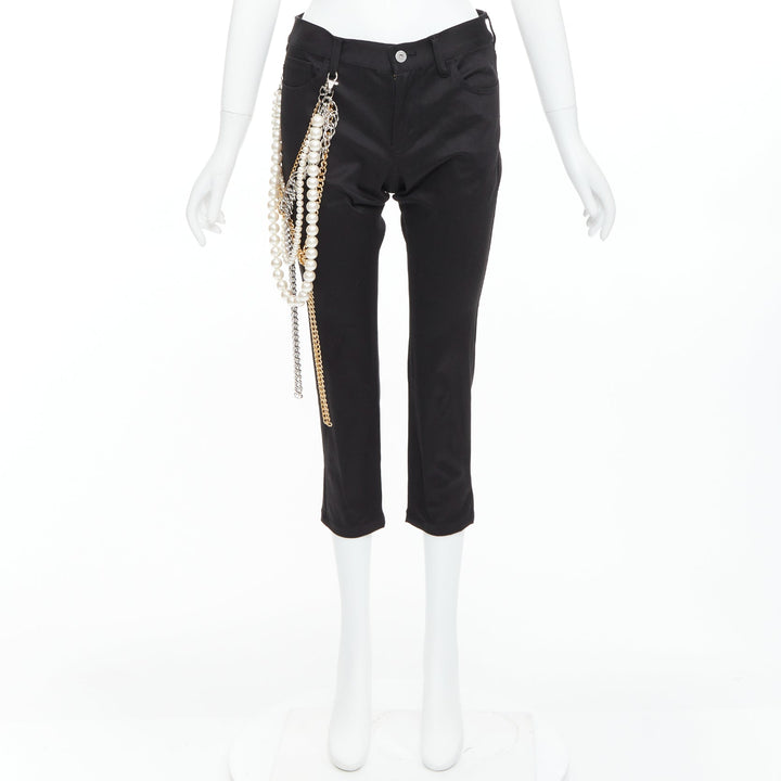 JUNYA WATANABE 2022 Punk black multi pearl chain cropped pants S