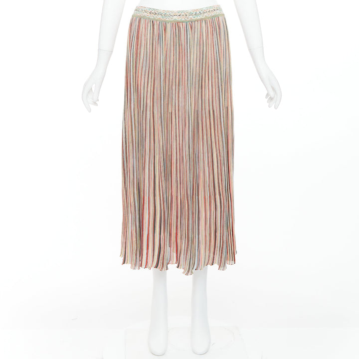 MISSONI multicolor cotton blend signature striped knit midi skirt IT42 M