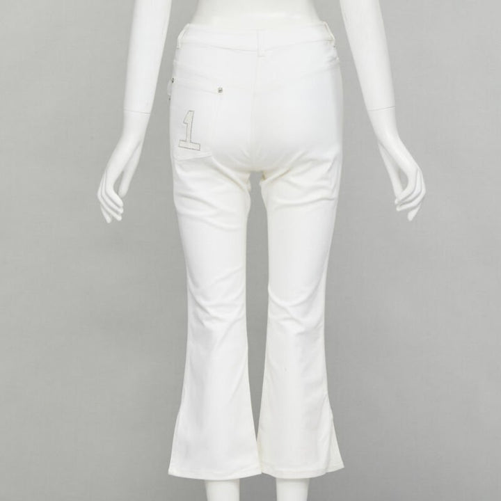 CHRISTIAN DIOR John Galliano Y2K crystal 3D petal cropped flare jeans