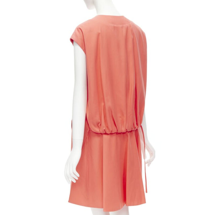 MARNI coral pink cotton silk pleated bubble back boxy sleeveless dress IT40