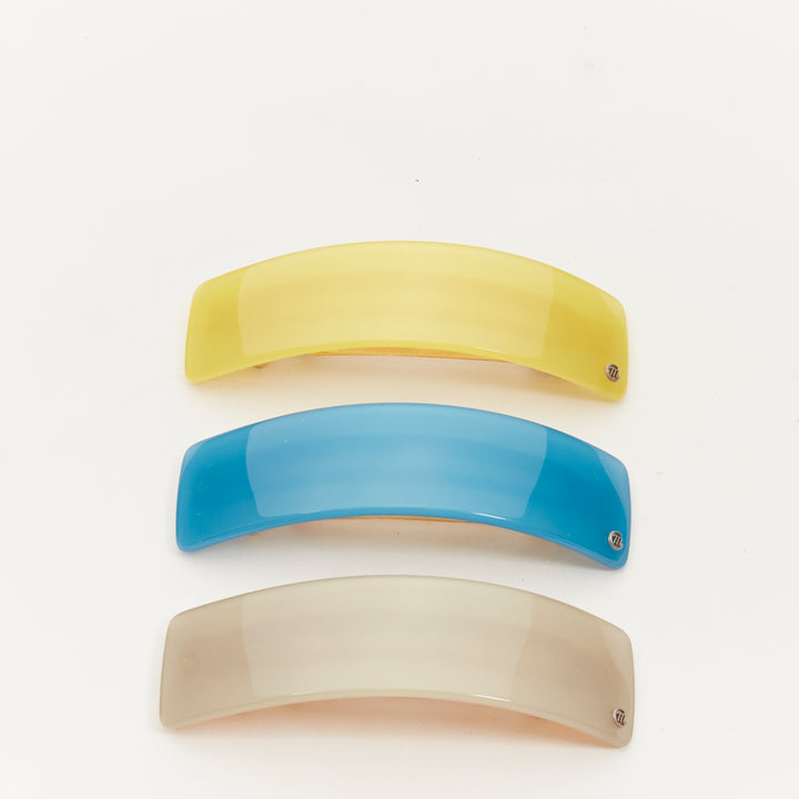 CHIC & MODE Alexandre Zouari color block shiny surface logo acrylic clips X3