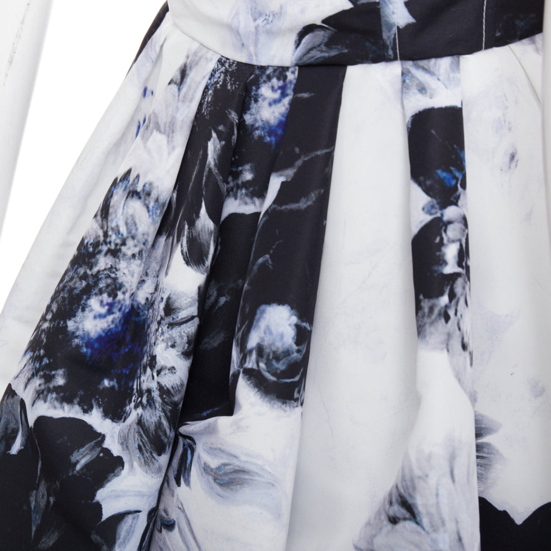 ALEXANDER MCQUEEN 2023 Chiaroscuro ink floral print zip front dress IT38 XS