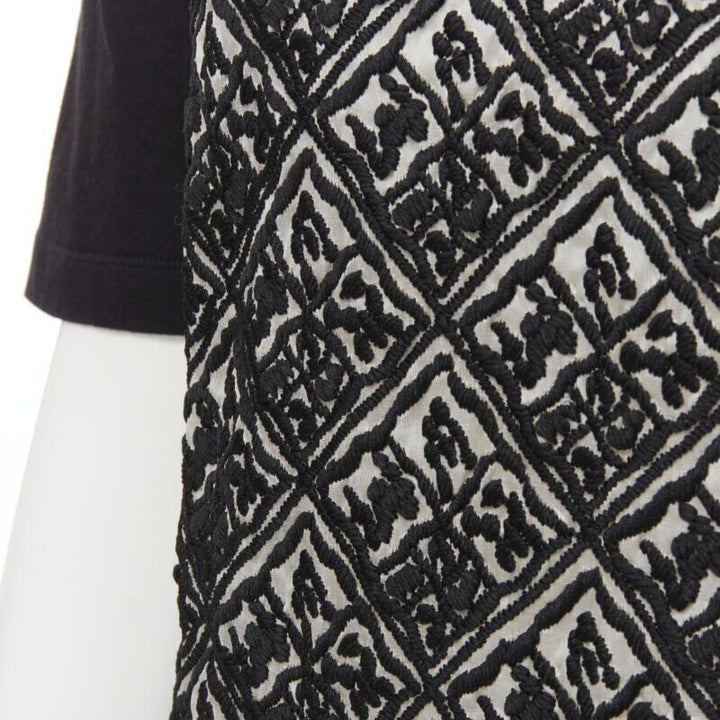 GIAMBATTISTA VALLI geometric jacquard front black cotton t-shirt dress XXS