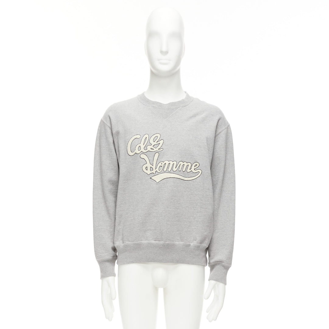 COMME DES GARCONS 2021 grey cotton white logo varsity sweatshirt M