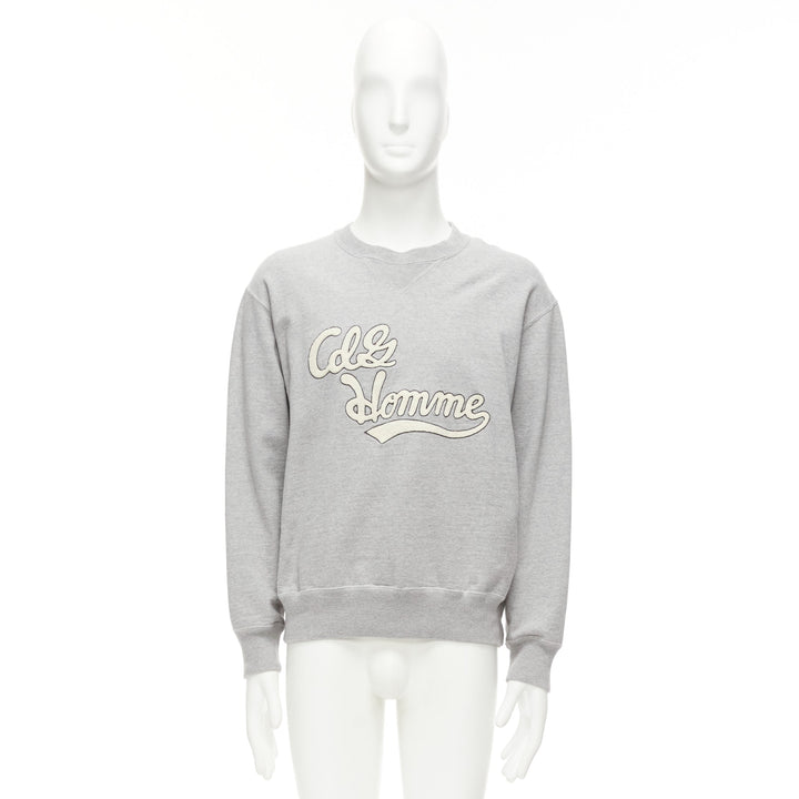COMME DES GARCONS 2021 grey cotton white logo varsity sweatshirt M