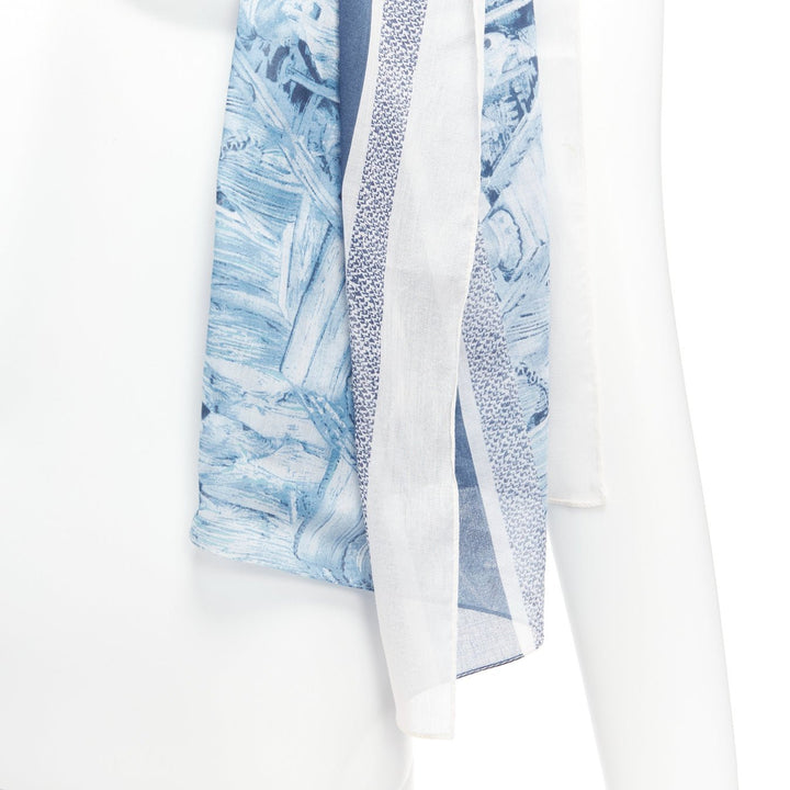 CHRISTIAN DIOR Riviera blue 100% cotton CD logo statues print square scarf