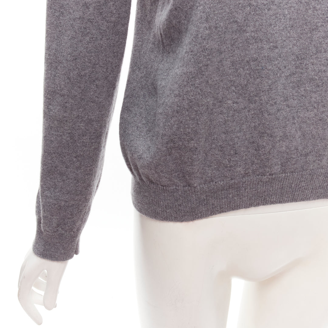 VALENTINO grey virgin wool cashmere pink cursive graphic logo sweater top M