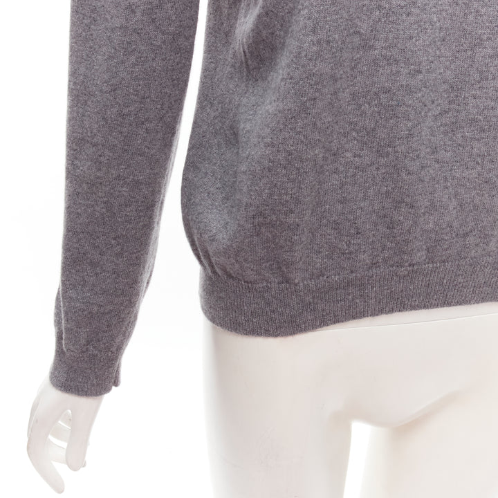 VALENTINO grey virgin wool cashmere pink cursive graphic logo sweater top M