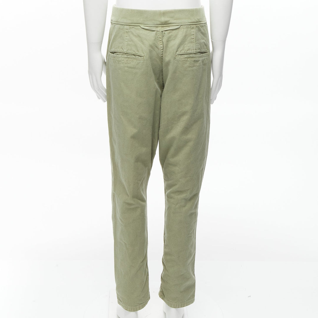 KAPITAL 100% washed cotton green distressed buttons elasticated waist pant JP3 L