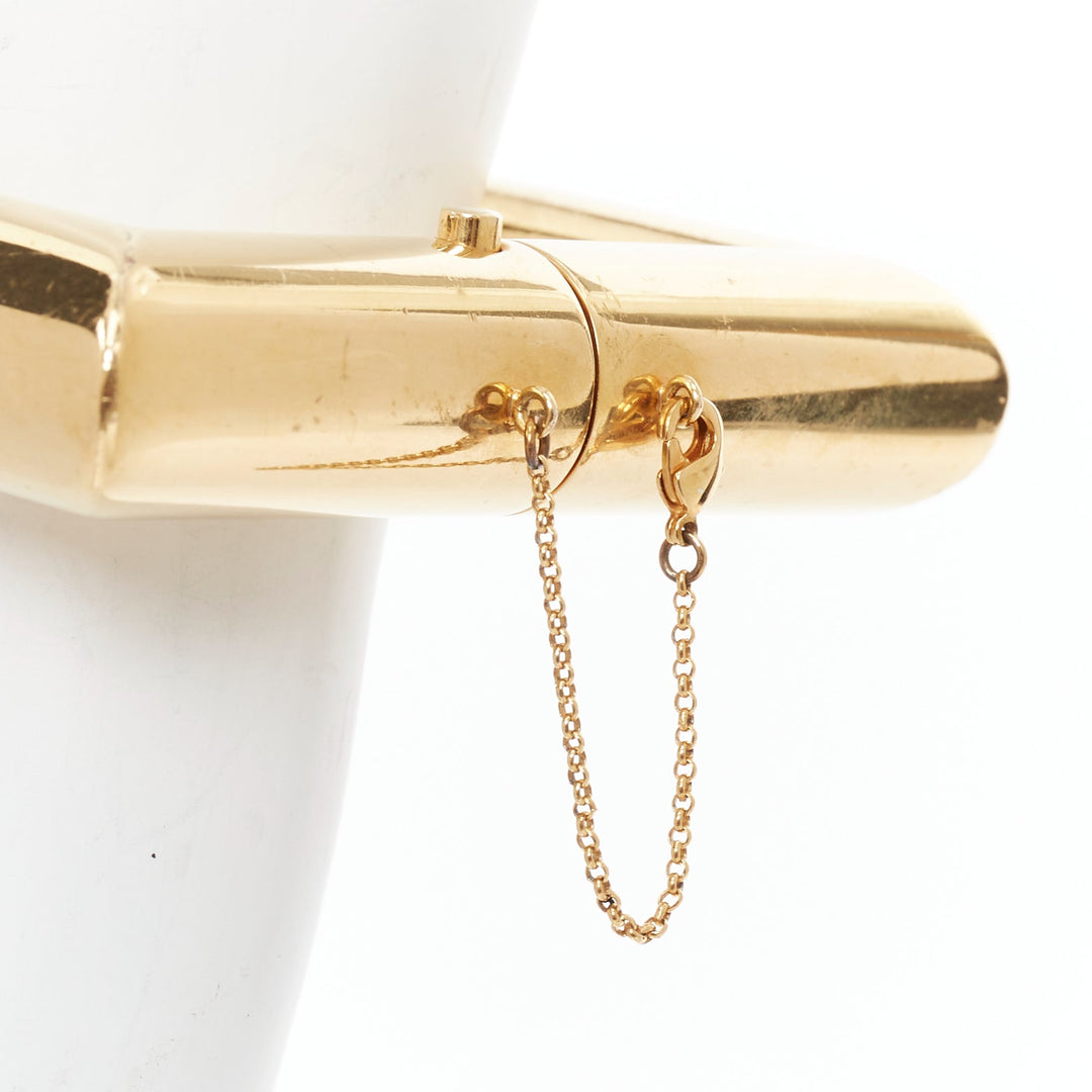 rare OLD CELINE Phoebe Philo Runway gold tubular square bangle cuff S