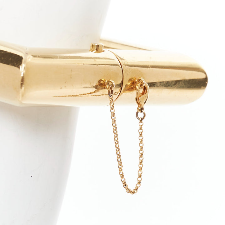 rare OLD CELINE Phoebe Philo Runway gold tubular square bangle cuff S