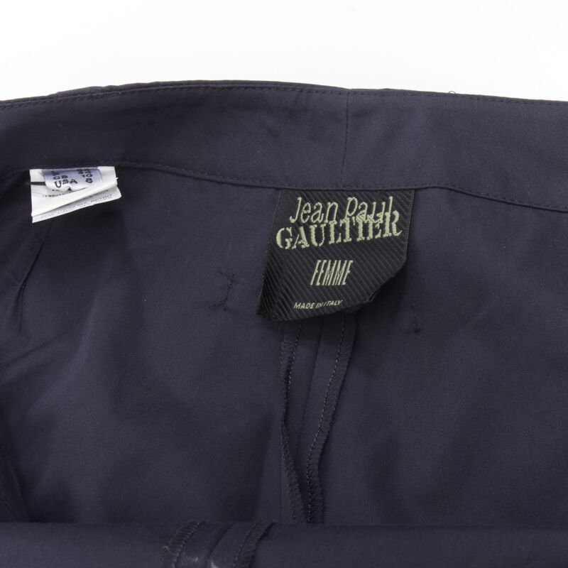 JEAN PAUL GAULTIER Vintage navy silver button wide leg nautical pants IT42 M