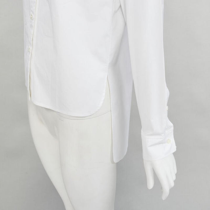 JEAN PAUL GAULTIER white cotton high low hem button up shirt FR38 S