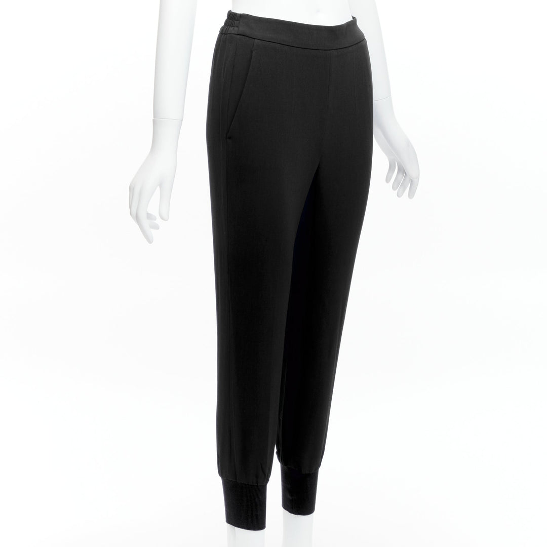 STELLA MCCARTNEY black minimalist elastic waist cropped jogger pants IT34 XXS