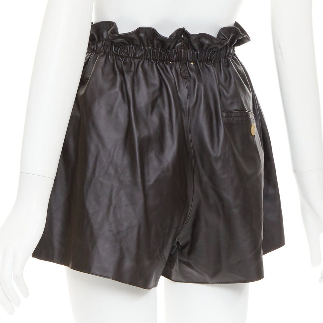 FORTE FORTE Parrrs chocolate brown leather paperbag waist shorts Sz.1 S