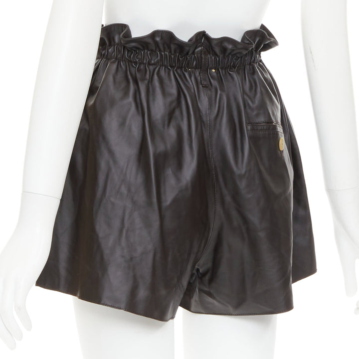FORTE FORTE Parrrs chocolate brown leather paperbag waist shorts Sz.1 S