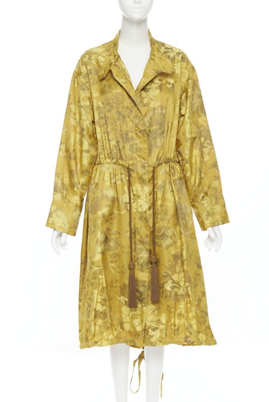 Runway OSCAR DE LA RENTA 2019 silk  floral tassel drawstring robe coat S