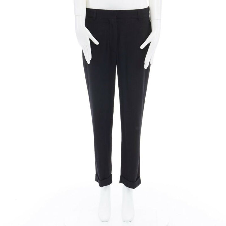 HAIDER ACKERMANN black fleece wool slim leg casual trousers pants FR36 32"
