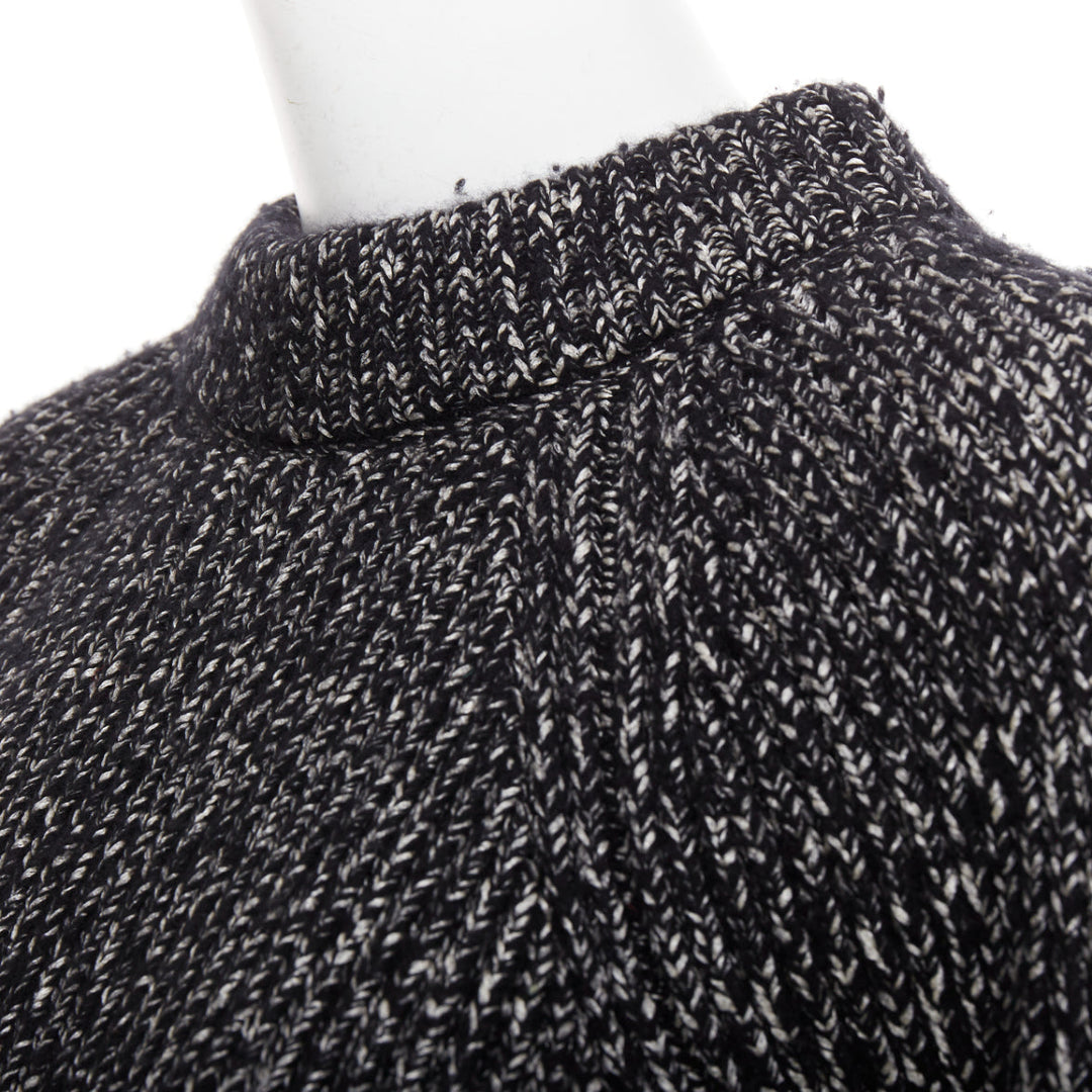 ALEXANDER MCQUEEN grey frayed fringe step hem raglan knit sweater S