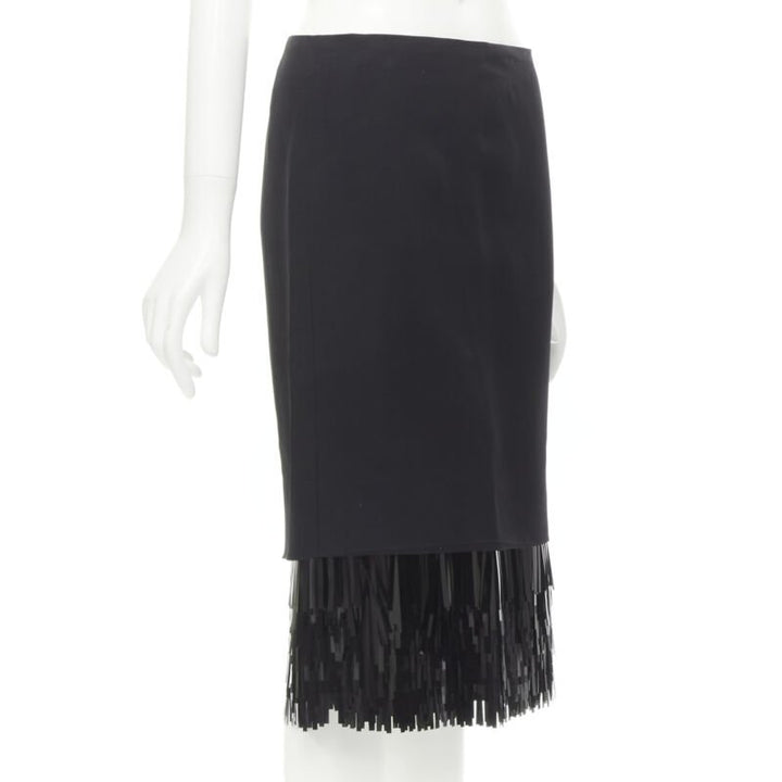 JASON WU black fringe sequins hem cocktail skirt US0 XS