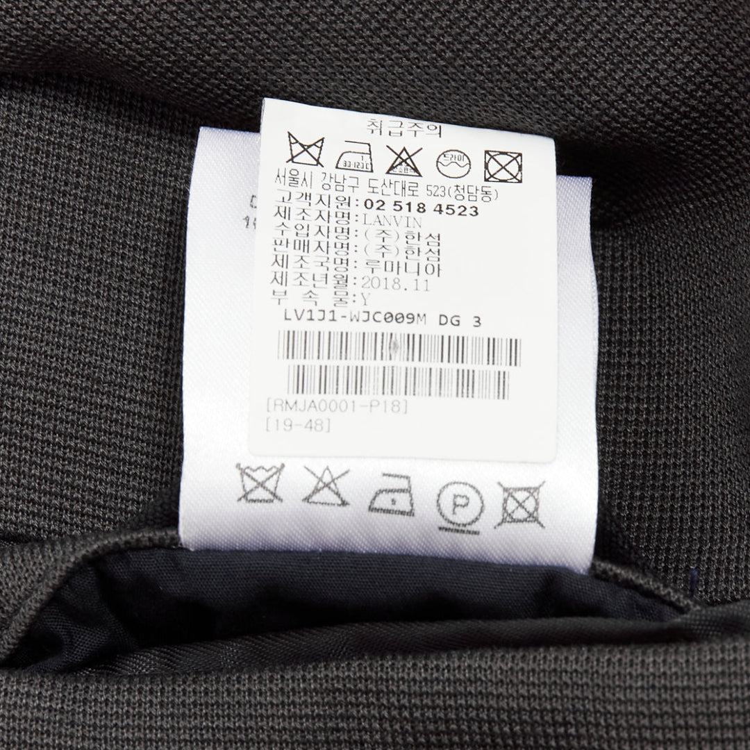 LANVIN grey cotton overtitched darts frayed edge pocketed blazer FR48 M