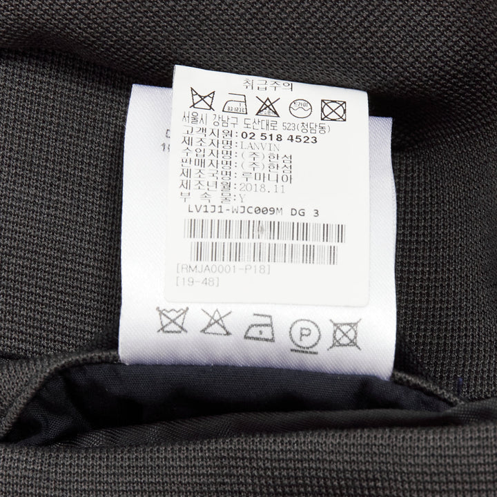 LANVIN grey cotton overtitched darts frayed edge pocketed blazer FR48 M