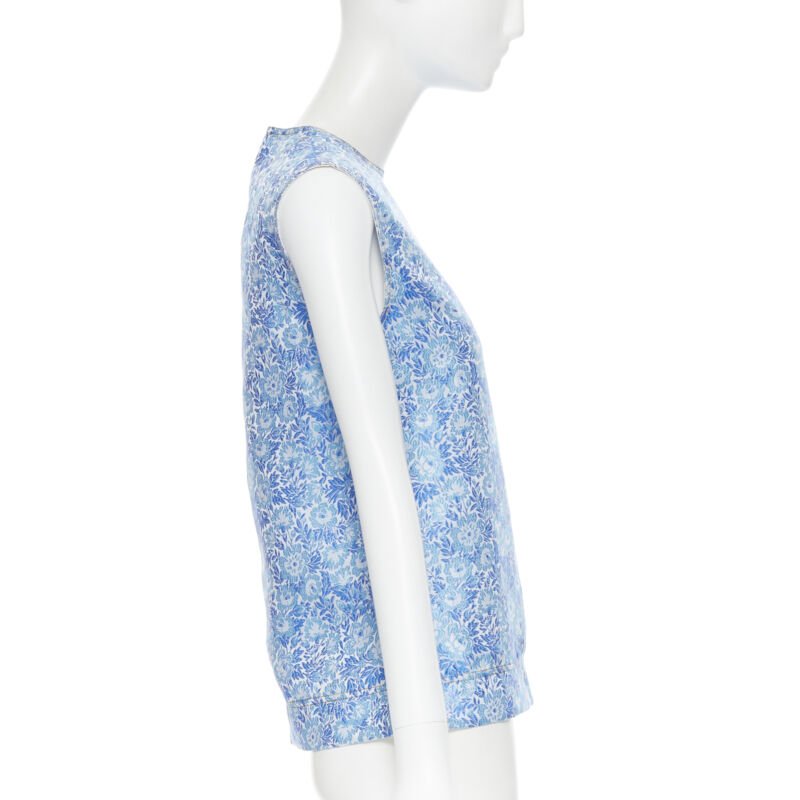 CALVIN KLEIN 205W39NYC RAF SIMONS blue floral jacquard sleeveless top Fr36 S