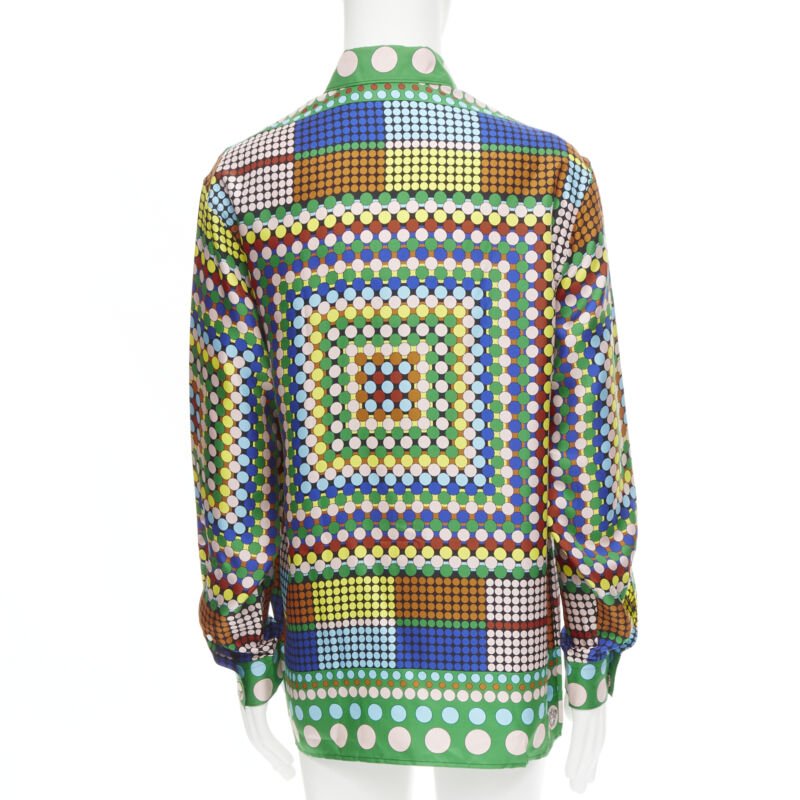 VERSACE 2021 Runway Tresor De La Mer Pop Dot 100% silk Medusa shirt EU37 XS