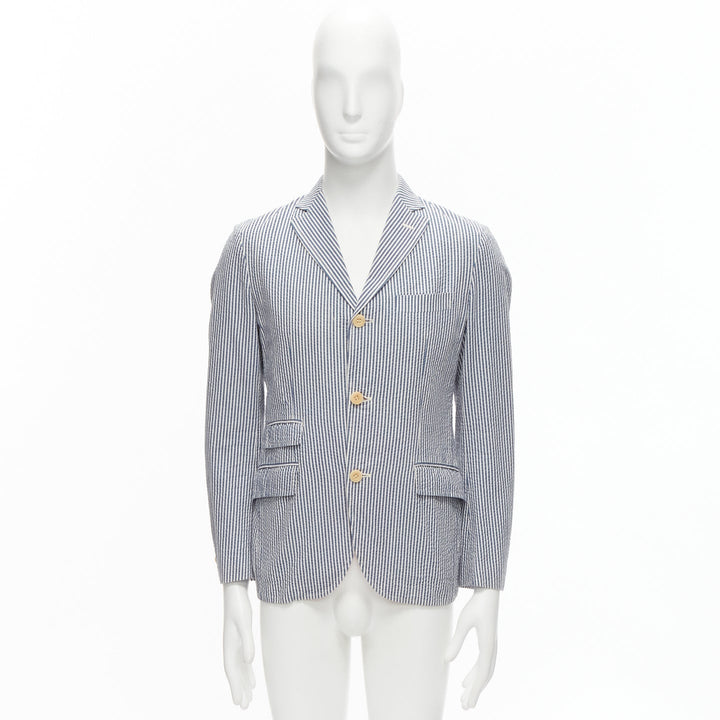 JUNYA WATANABE MAN 2013 blue white striped seersucker cotton blazer jacket S