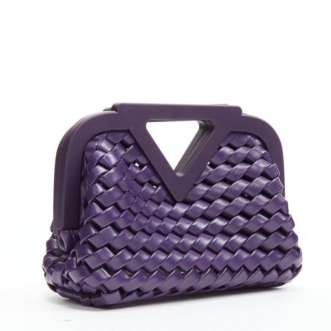 BOTTEGA VENETA Point purple Intrecciato woven triangle handle crossbody bag