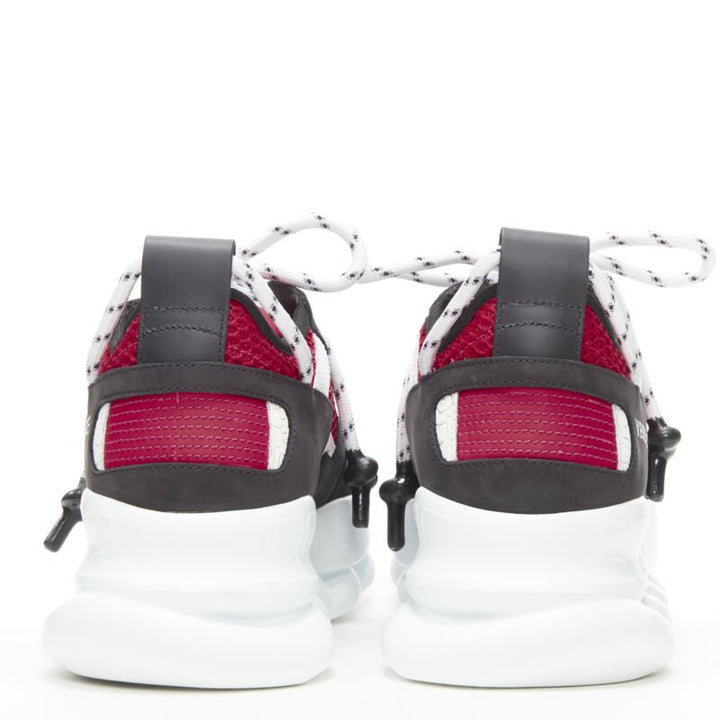 VERSACE Chain Reaction black suede red chunky sneaker EU36 US6