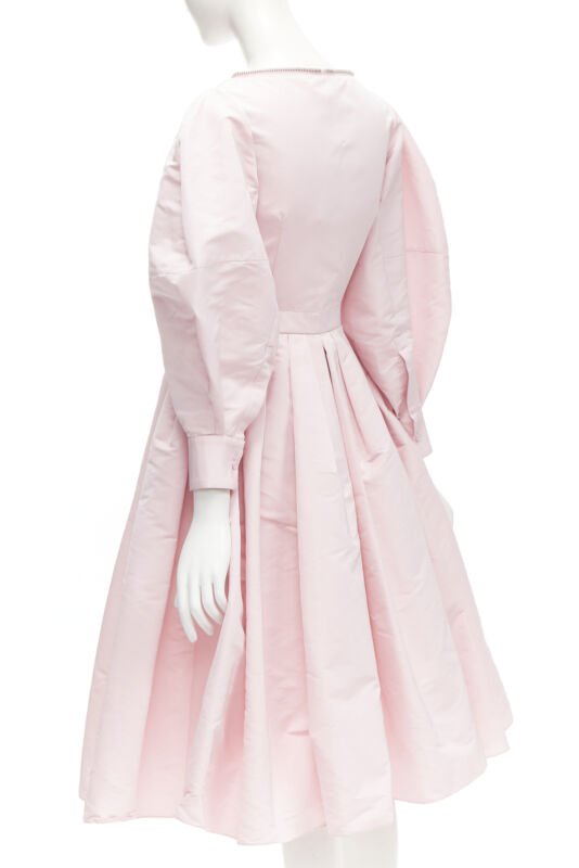 ALEXANDER MCQUEEN faille light pink ballon sleeve technical dress IT38 XS